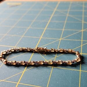 Opal & Gold Tennis Bracelet With and Purple Stones